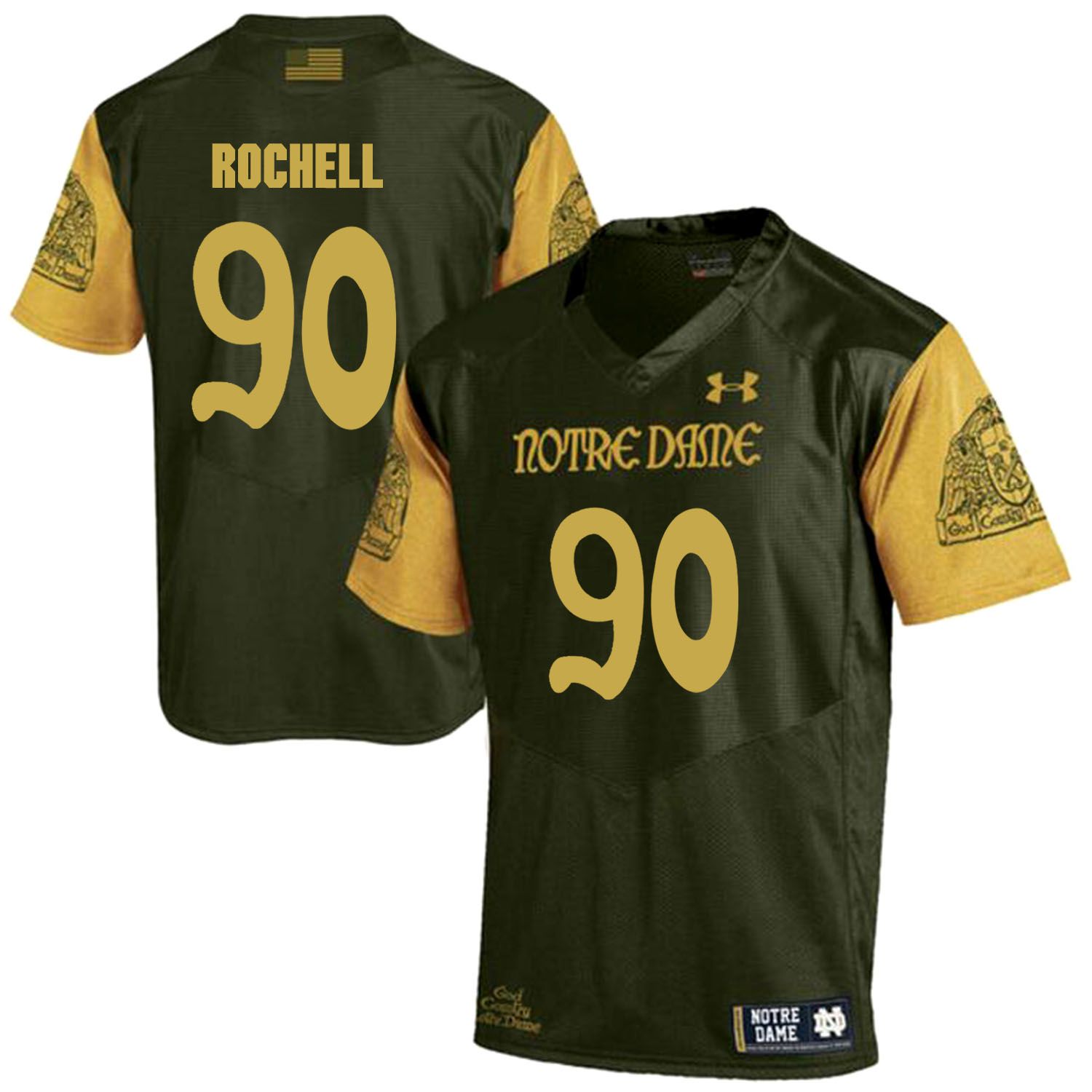 Men Norte Dame Fighting Irish #90 Rochell Green Customized NCAA Jerseys